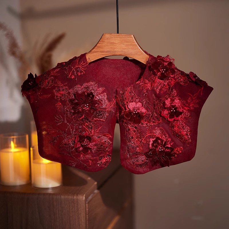 Embroidery Pashmina - Pashmina Bordir Mode Wanita Warna Merah