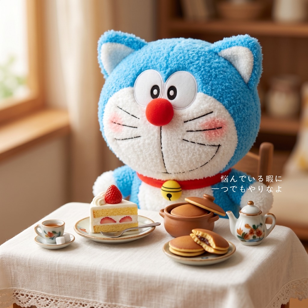 Embroidery Lovers - Boneka Plush Doraemon Versi Ulang Tahun