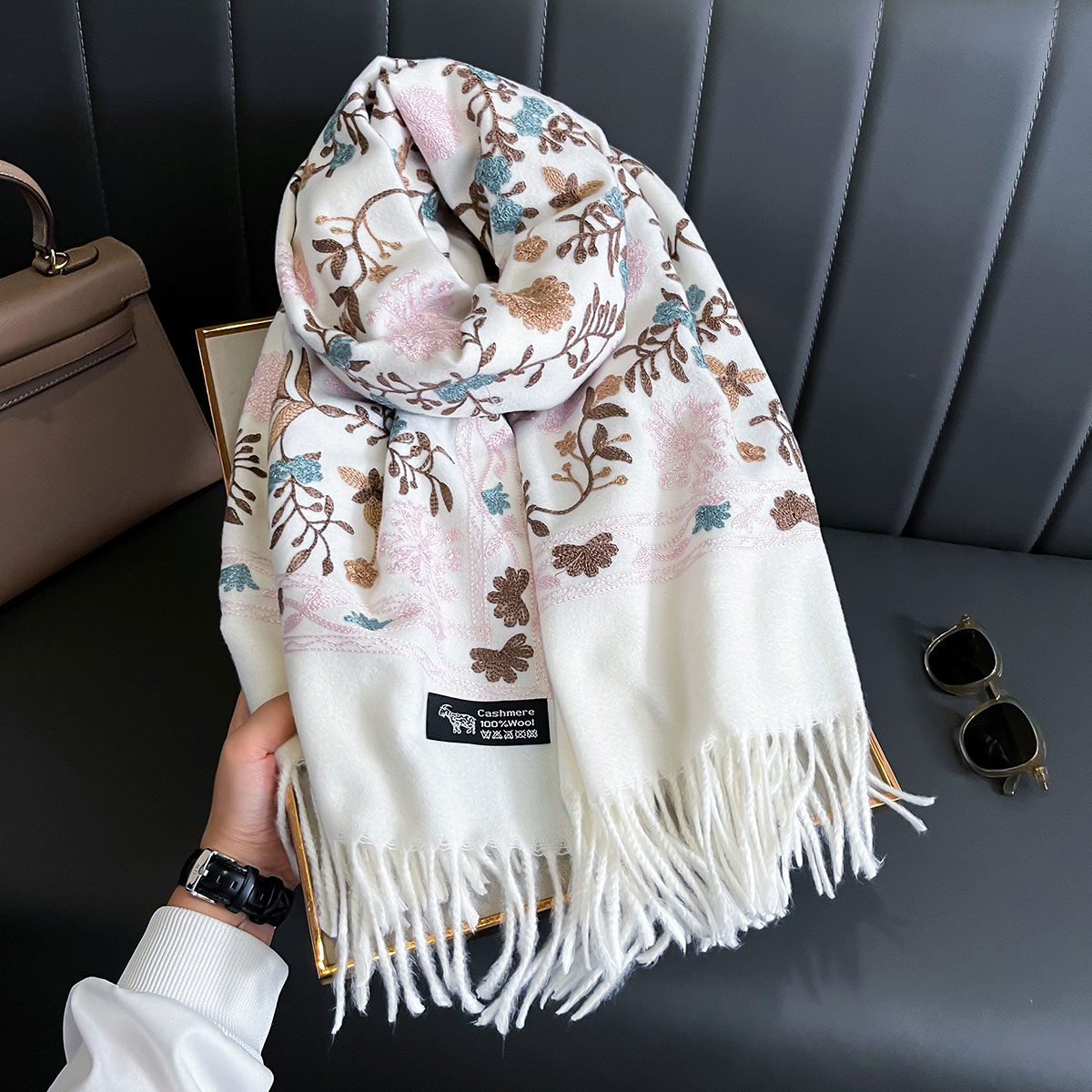 Embroidery Pashmina - Syal Kasmir Hangat Musim Dingin Baru
