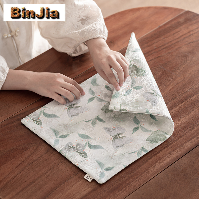 Embroidery Service - Alas Meja Teh Bordir Brokat Kupu-kupu