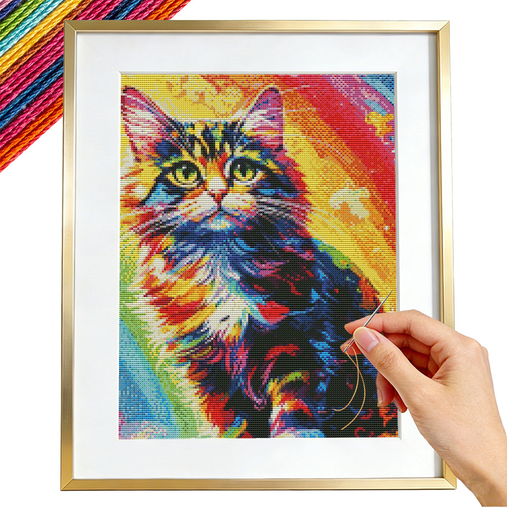 Embroidery Guide Paper - Panduan Kit Bordir Hewan Warna-warni Kucing