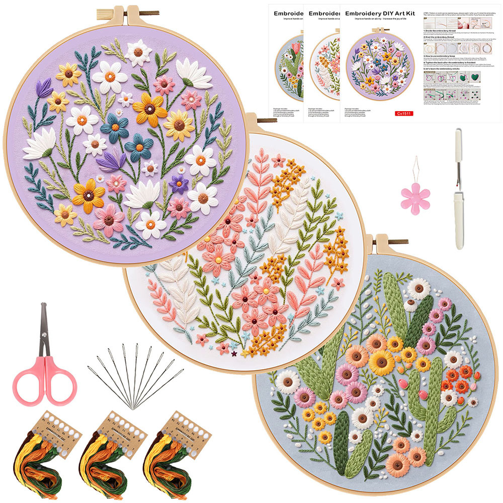 Embroidery Guide Paper - Kit Bordir Bunga DIY untuk Pemula