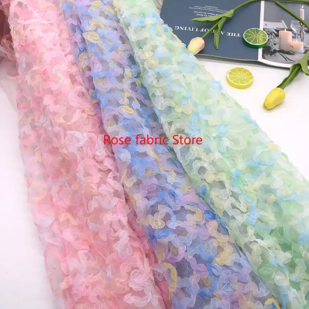 Embroidery Veil - Kain renda rajutan sifon gradien warna