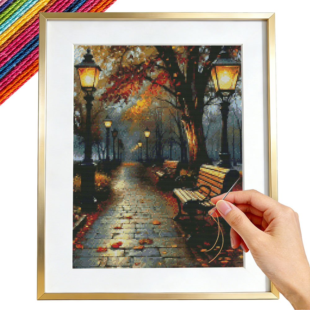 Embroidery Guide Paper - Paket Bordir 11CT Pemandangan Jalanan, Kit
