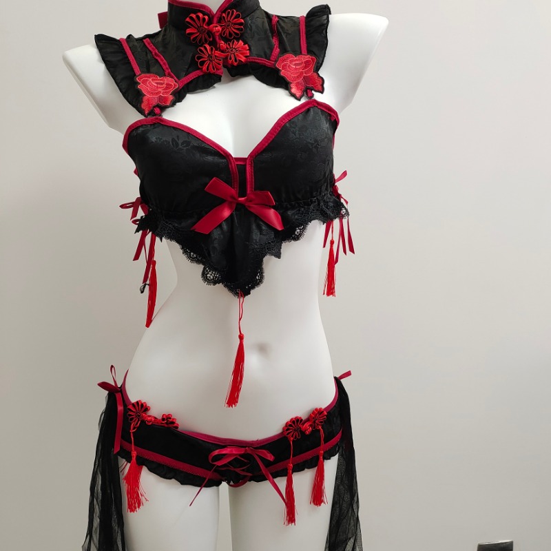 Embroidery Underwear - Gotik Vintage Lingerie Cheongsam pembantu Halloween