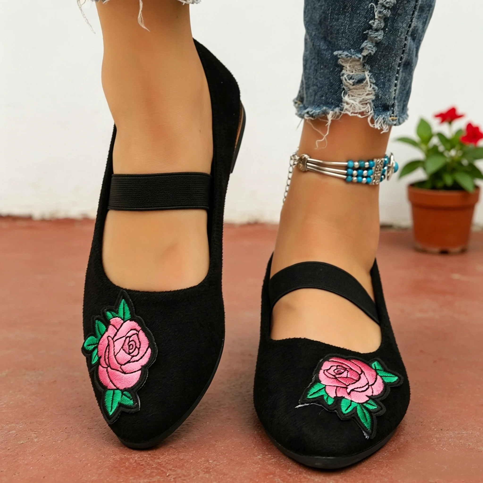 Embroidery Flower - Sepatu Wanita Musim Gugur Vintage Boho