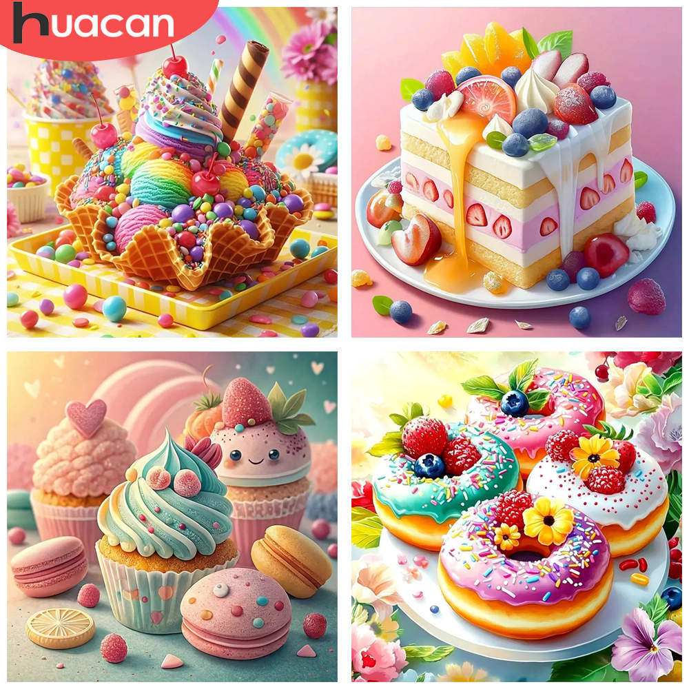 Embroidery Lovers - HUACAN 1pcs Lukisan Berlian Es Krim