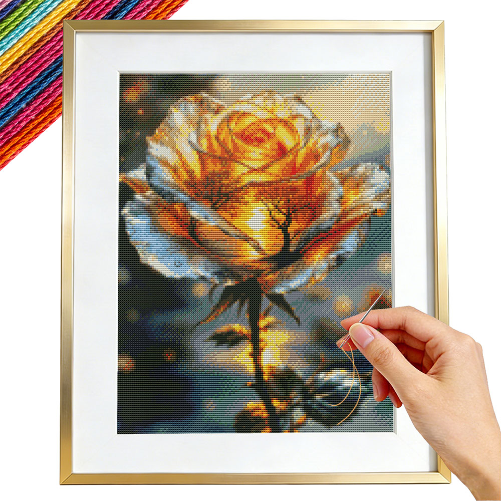Embroidery Guide Paper - Kit Bordir 11CT Bunga Mawar Cross
