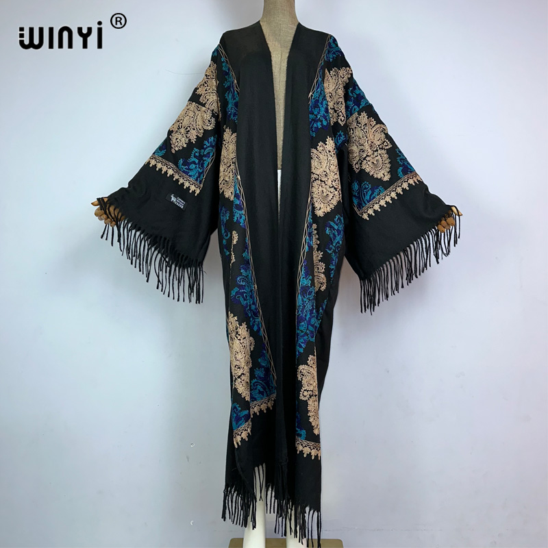 Embroidery Pashmina - WINYI Mantel Panjang Wanita Musim Dingin