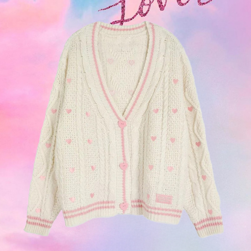 Embroidery Lovers - Kardigan Lover dengan Bordir Kancing Hati