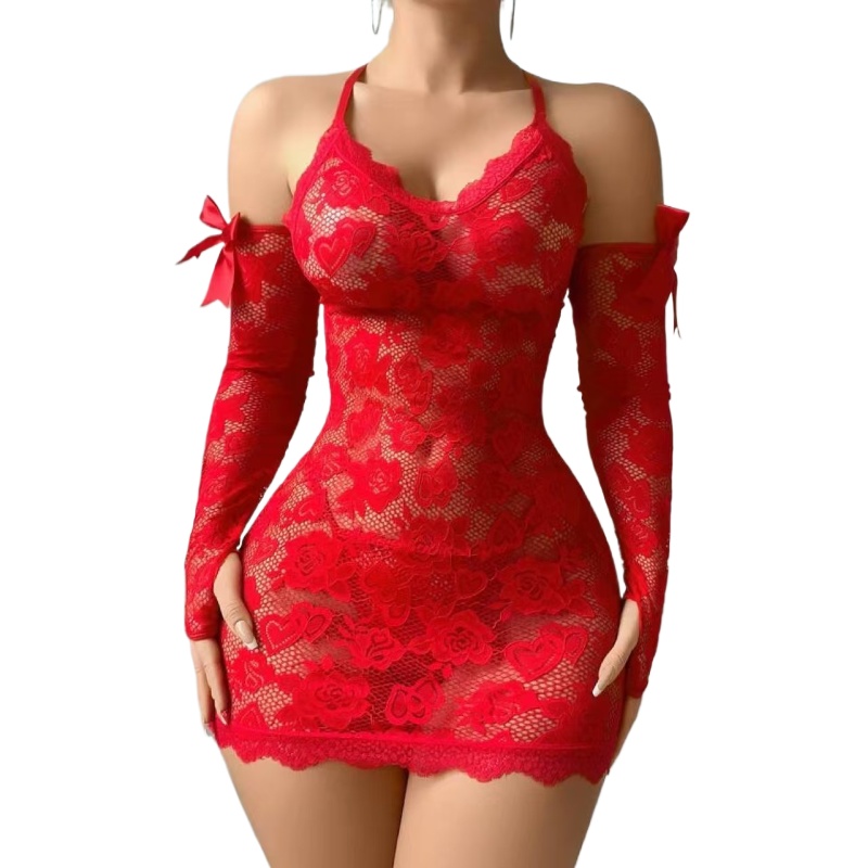 Embroidery Underwear - Gaun Tidur Wanita Seksi Berbahan Renda
