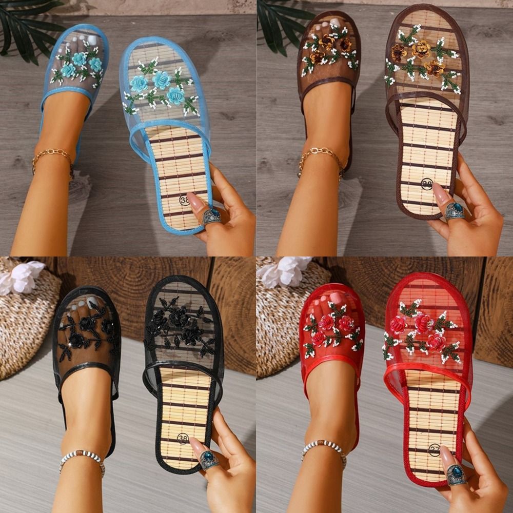 Embroidery Flower - Sandal Jaring Bordir Bunga Kasual, Sol