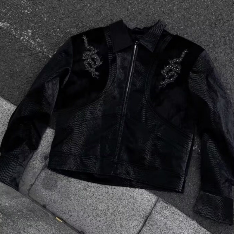 Jaket Pria Hitam Motif Ular de - Embroidery Knit ulasan dan harga