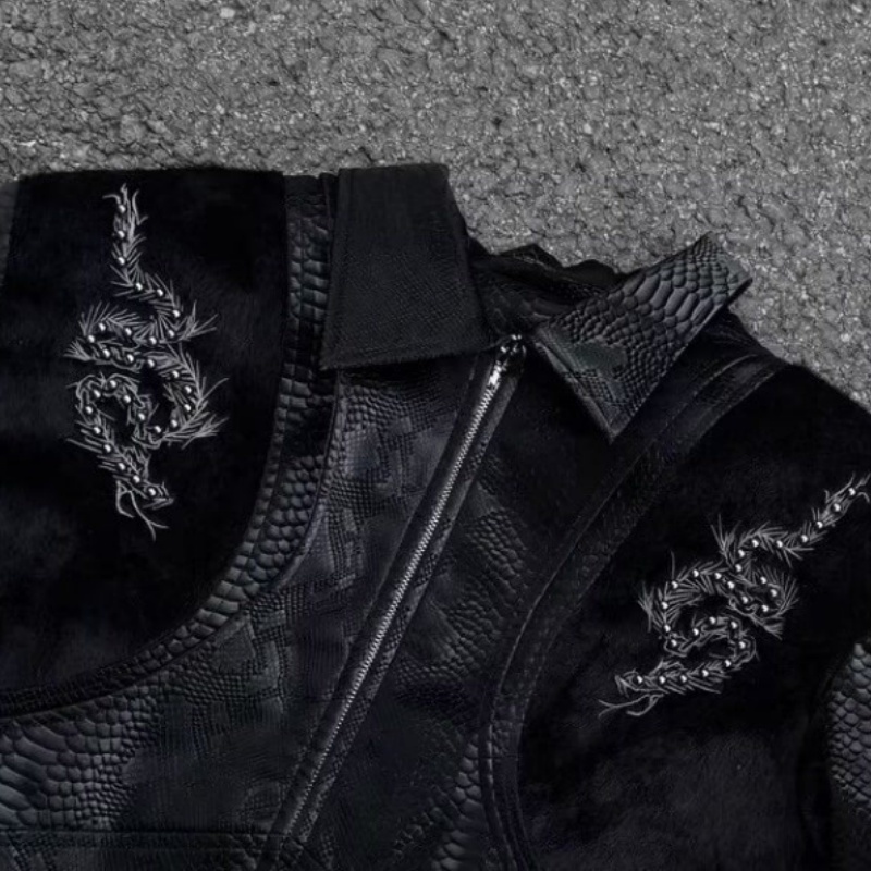 Jaket Pria Hitam Motif Ular de - Embroidery Knit ulasan dan harga