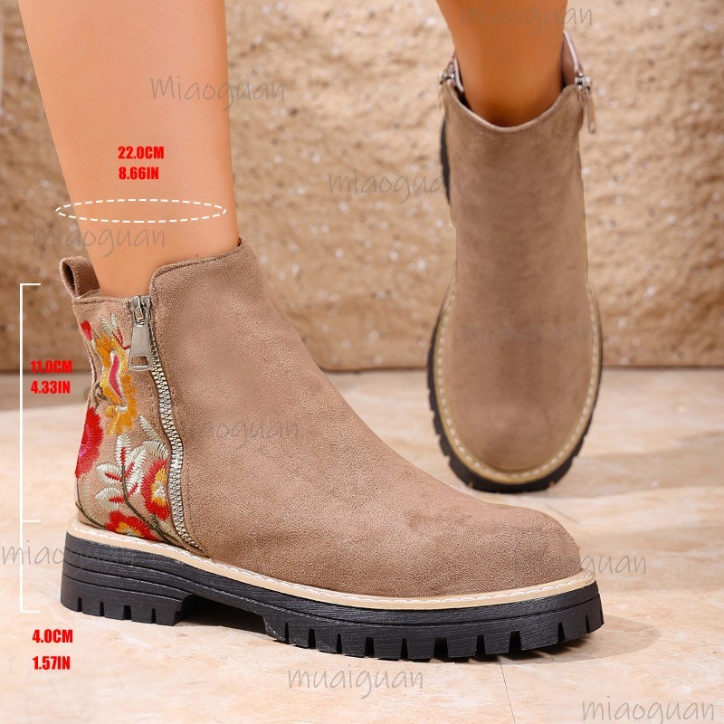 Sepatu Bot Ankle Suede Bordir  - Embroidery Flower ulasan dan harga
