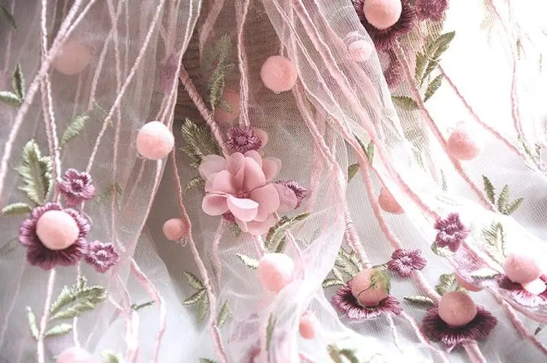 Kain Renda Bordir Pompom Bunga - Embroidery Veil ulasan dan harga