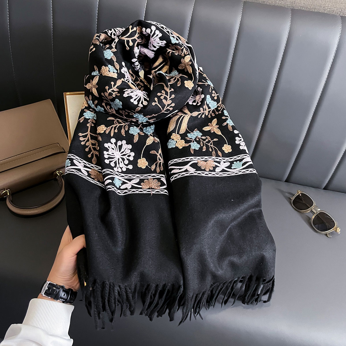 Syal Kasmir Hangat Musim Dingi - Embroidery Pashmina ulasan dan harga