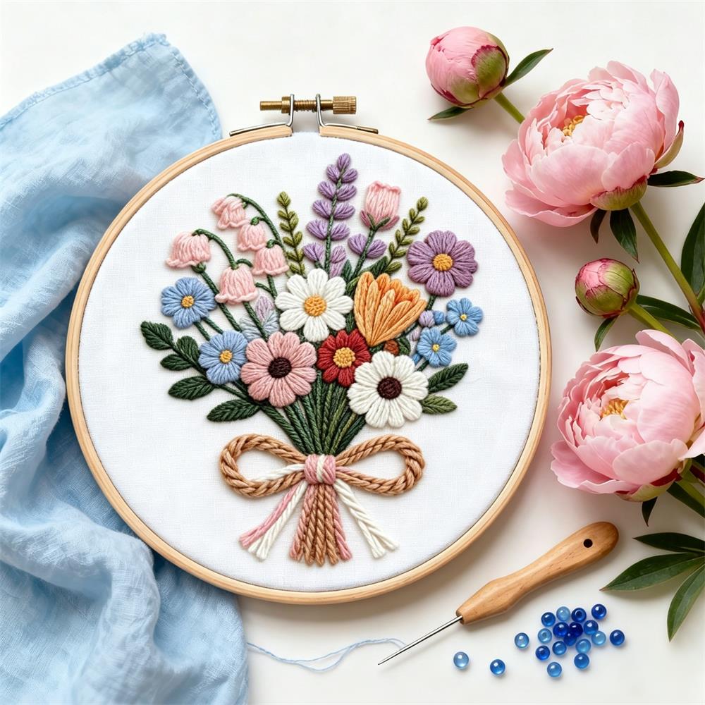 1 Buah Kit Jahit Silang Bunga  - Embroidery Guide Paper ulasan dan harga