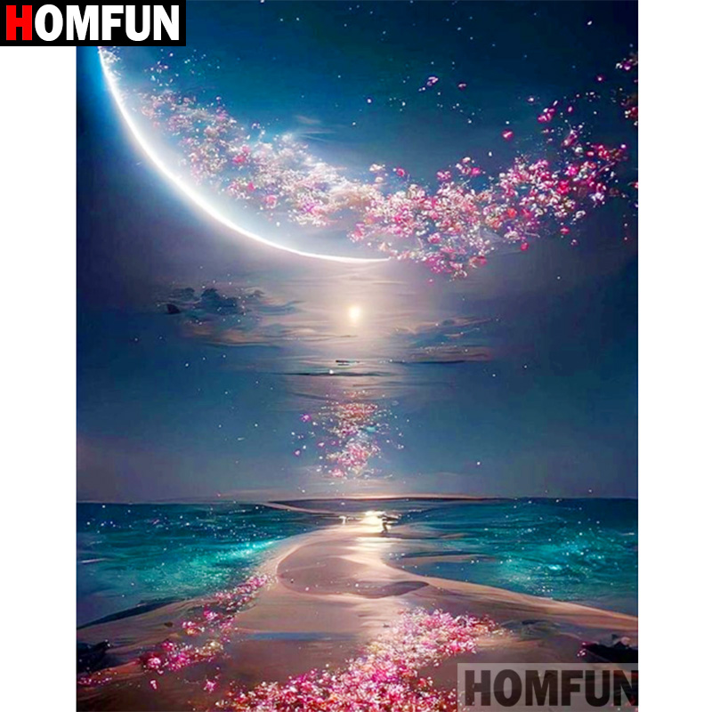 HOMFUN bordir berlian imitasi  - Embroidery Cross Stitch Patterns ulasan dan harga