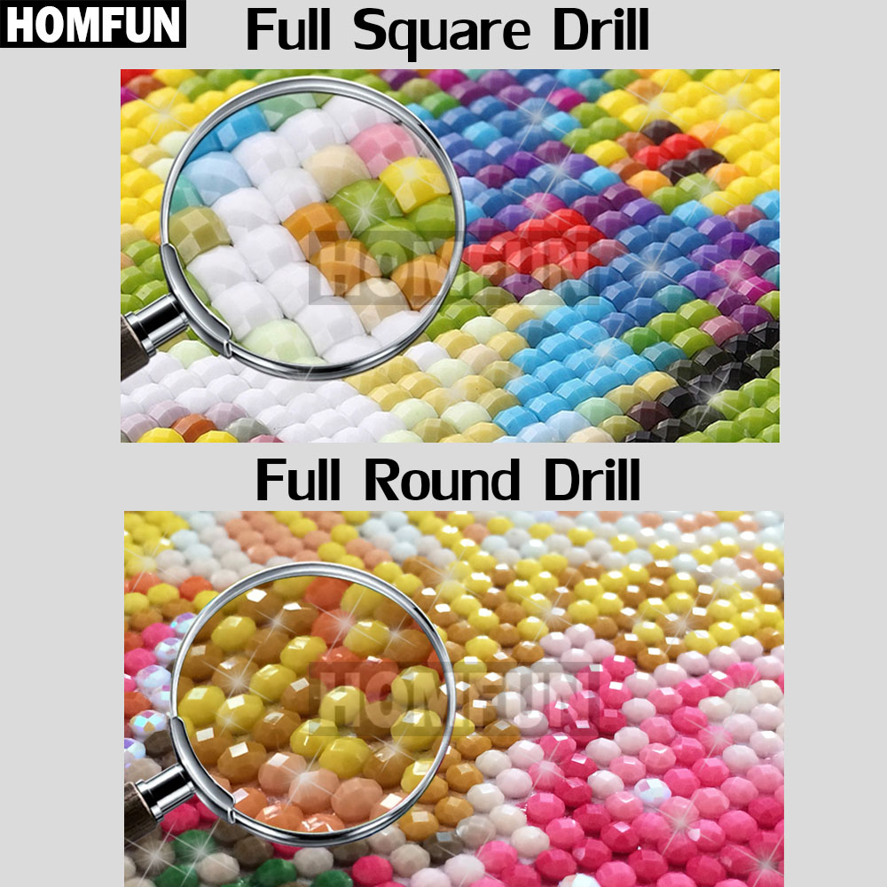 HOMFUN bordir berlian imitasi  - Embroidery Cross Stitch Patterns ulasan dan harga