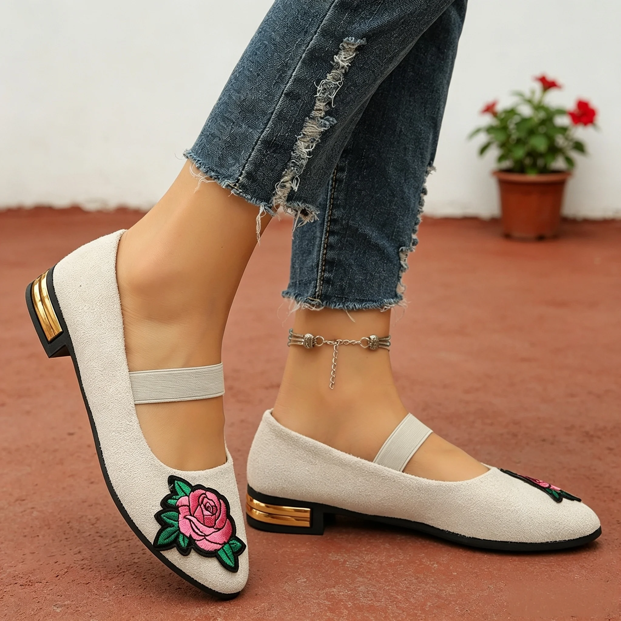Sepatu Wanita Musim Gugur Vint - Embroidery Flower ulasan dan harga