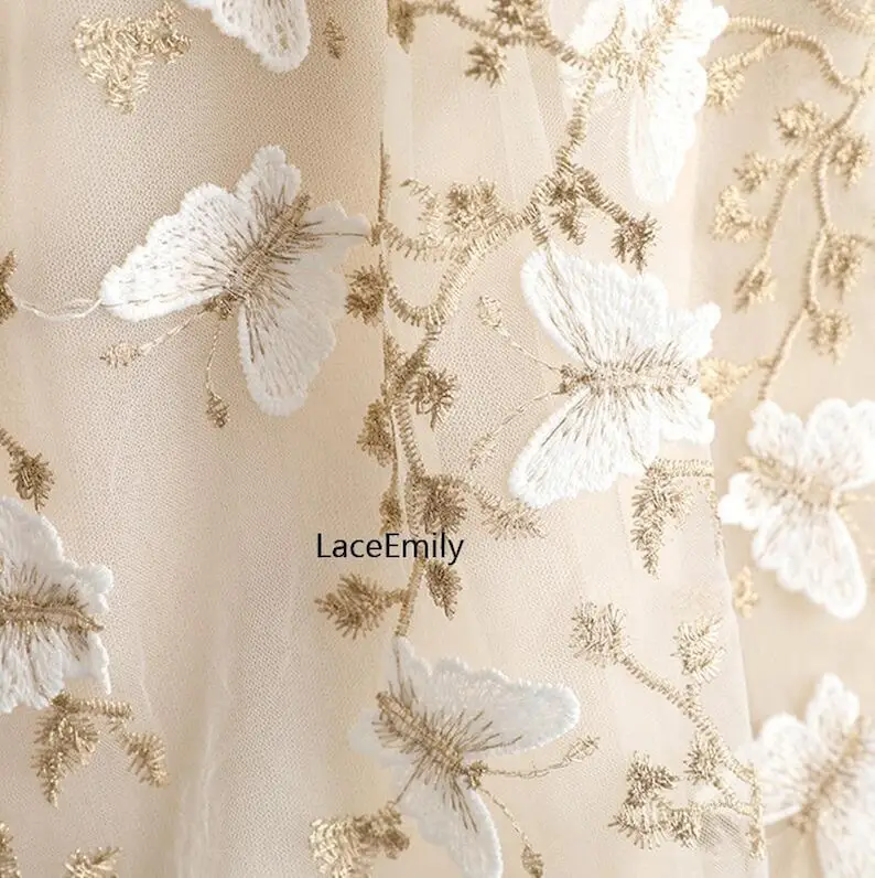 Kain Renda Kupu-kupu 3D Kain T - Embroidery Veil ulasan dan harga
