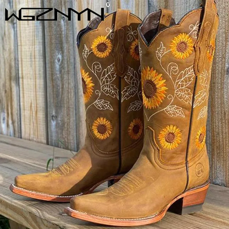 Sepatu bot bordir coklat kopi  - Embroidery Flower ulasan dan harga