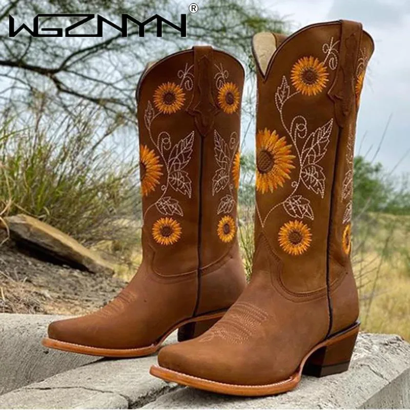 Sepatu bot bordir coklat kopi  - Embroidery Flower ulasan dan harga