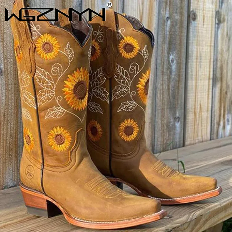 Sepatu bot bordir coklat kopi  - Embroidery Flower ulasan dan harga