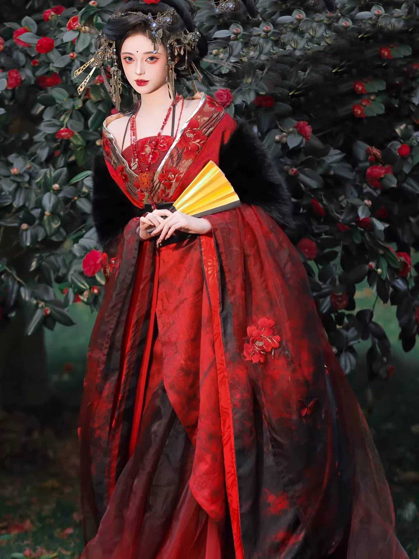 Hanfu Merah Datura Baru untuk  - Embroidery Knit ulasan dan harga