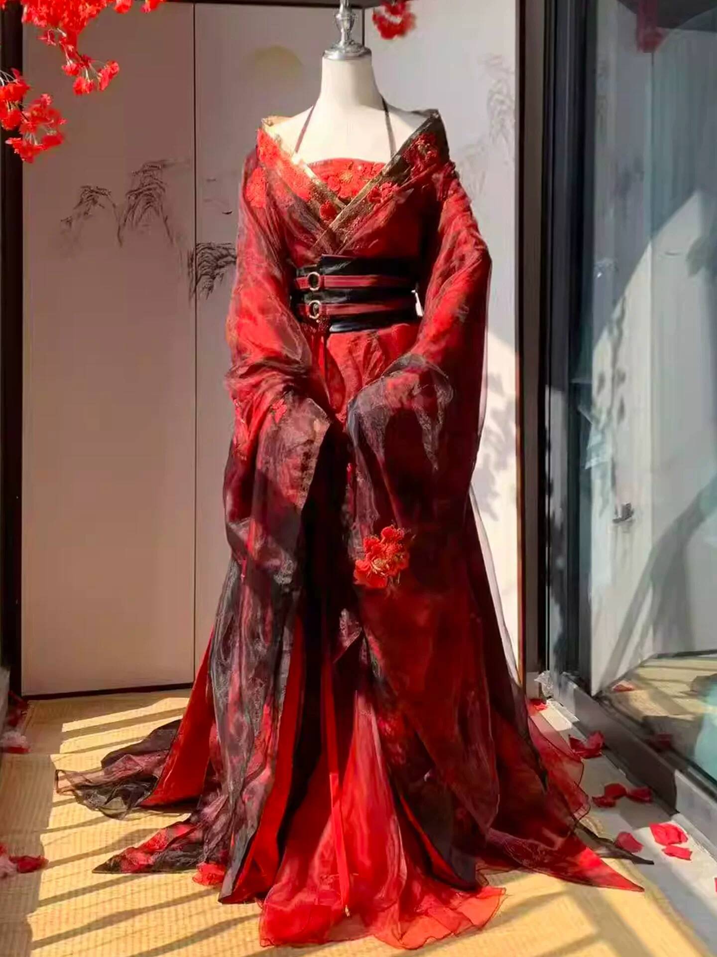 Hanfu Merah Datura Baru untuk  - Embroidery Knit ulasan dan harga