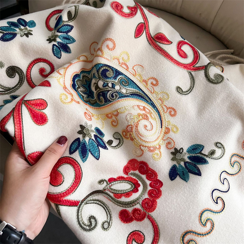 Syal kepala tebal musim dingin - Embroidery Pashmina ulasan dan harga