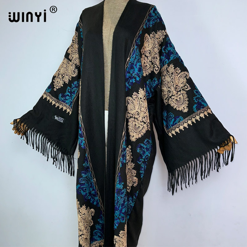 WINYI Mantel Panjang Wanita Mu - Embroidery Pashmina ulasan dan harga