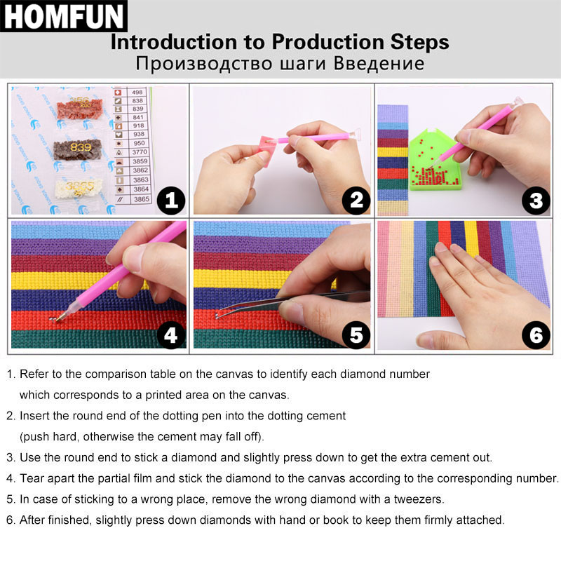 HOMFUN Lukisan Berlian Persegi - Embroidery Cross Stitch Patterns ulasan dan harga