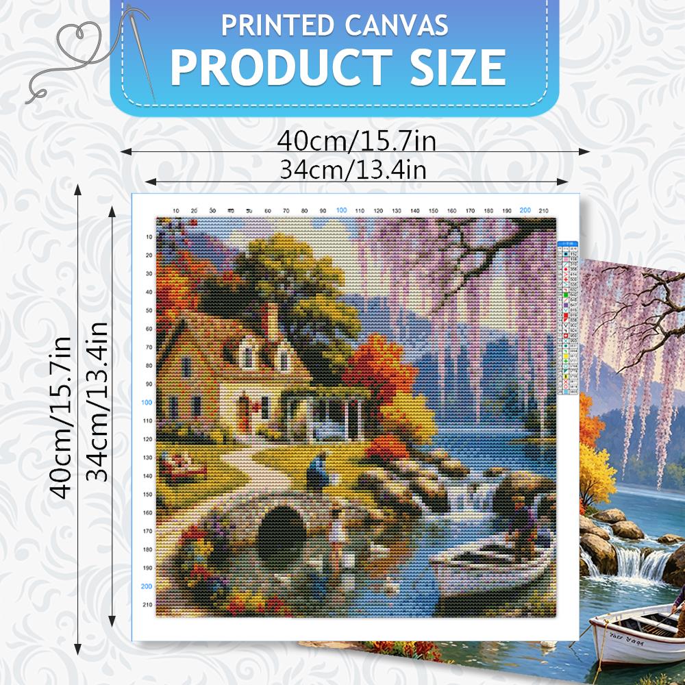 HUACAN 11CT Kit Bordir Lanskap - Embroidery Guide Paper ulasan dan harga