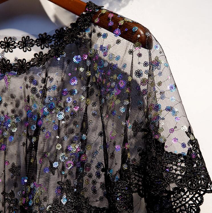 Wanita Bordir Transparan Renda - Embroidery Pashmina ulasan dan harga