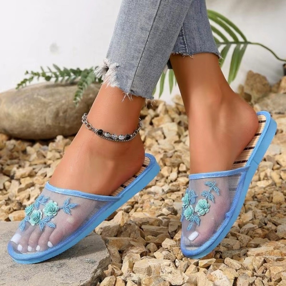Sandal jaring bordir bunga mod - Embroidery Flower ulasan dan harga