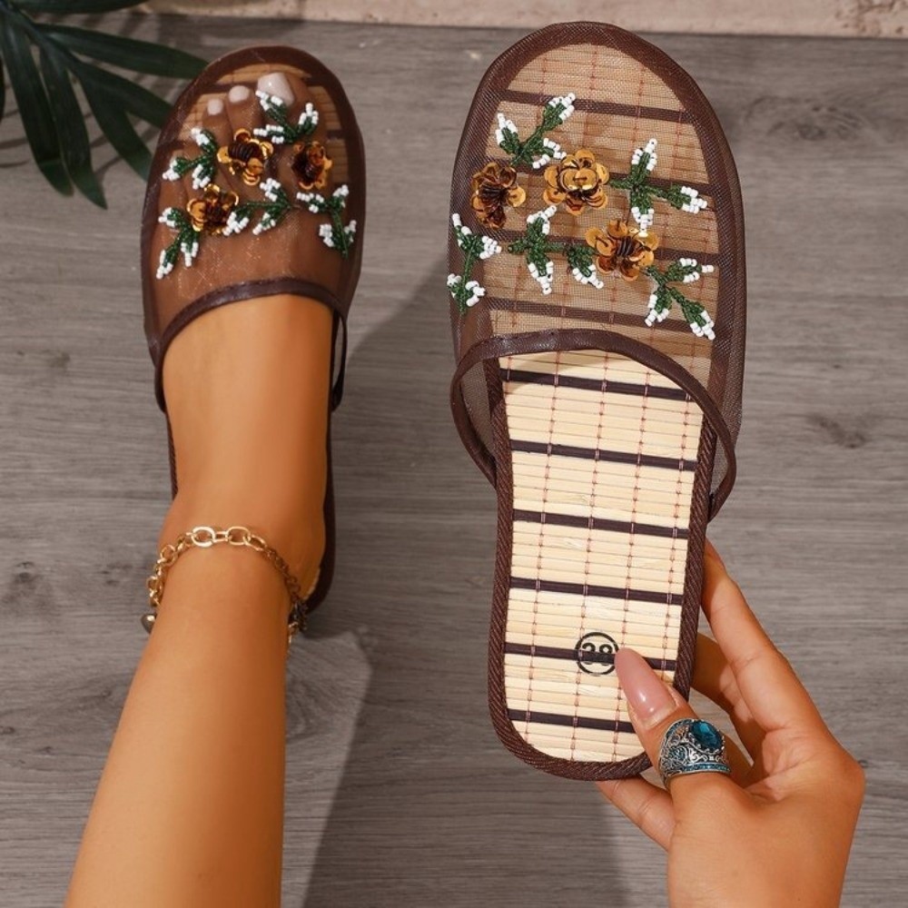 Sandal jaring bordir bunga mod - Embroidery Flower ulasan dan harga