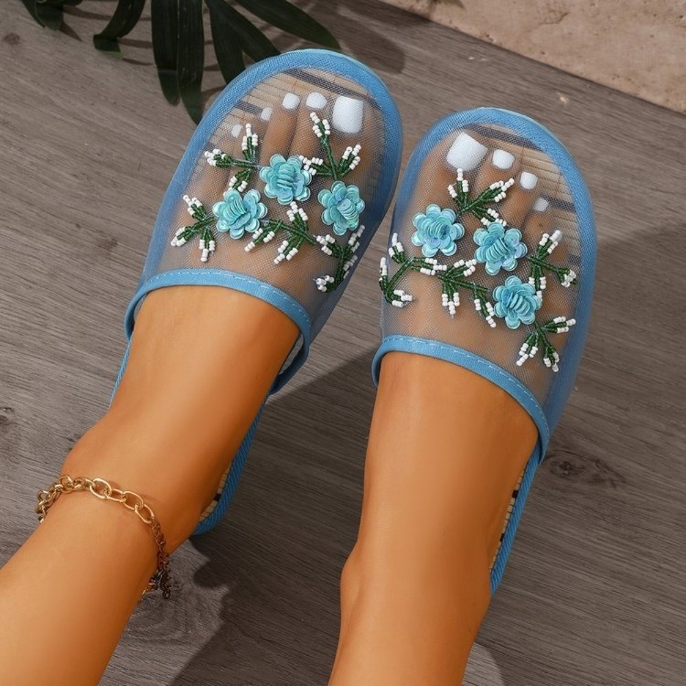 Sandal jaring bordir bunga mod - Embroidery Flower ulasan dan harga