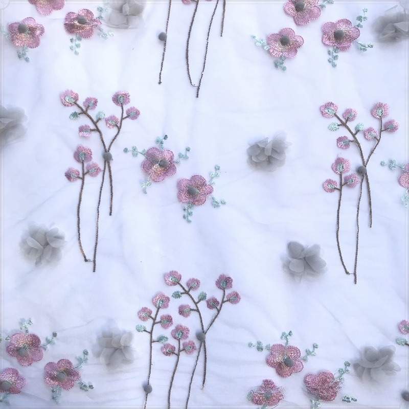 Kain Tulle Bordir Bunga 3D Ste - Embroidery Veil ulasan dan harga