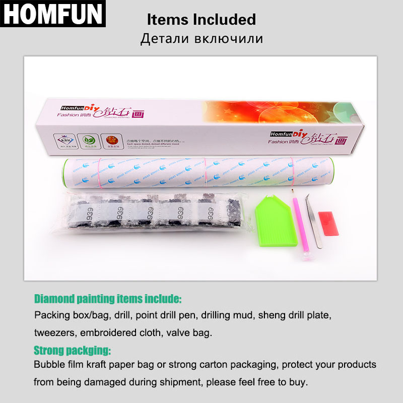 HOMFUN Bordir Berlian Penuh 